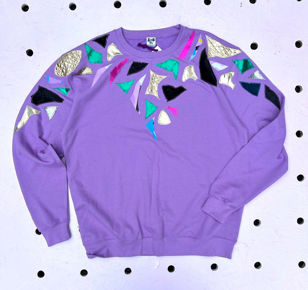 (445) One Off! - Waste Not Applique Unisex Sweat  - Lilac - Size XL