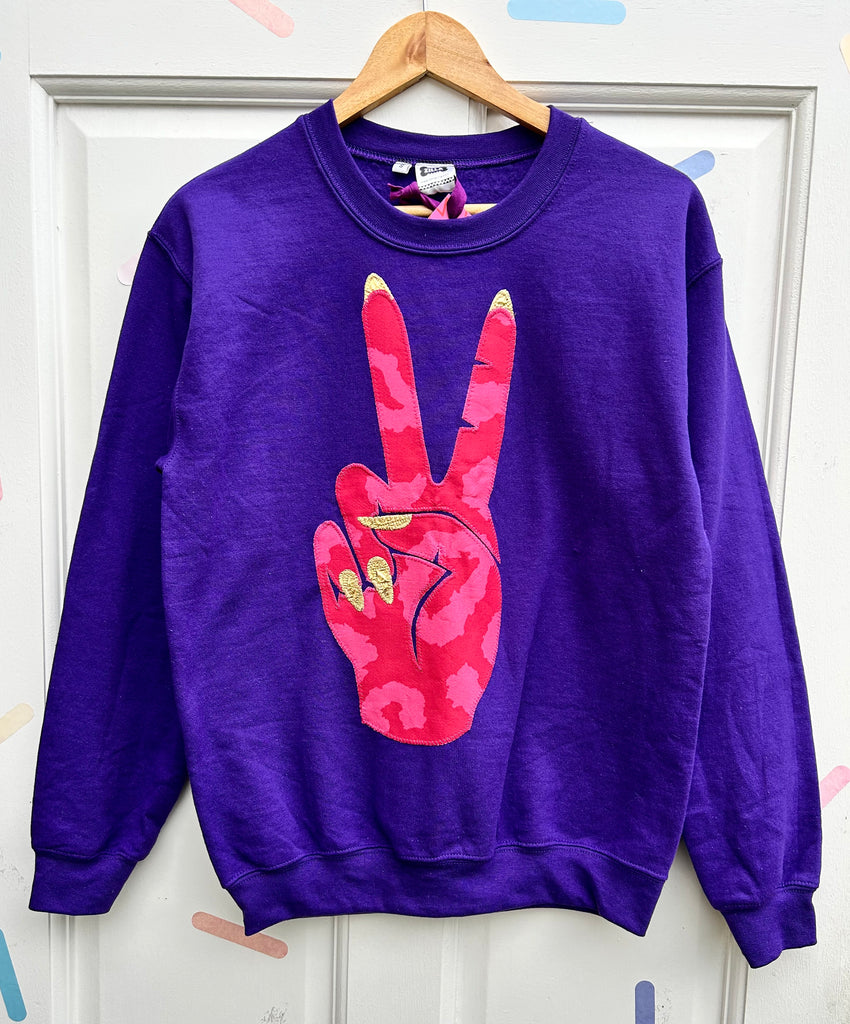 (473) One Off! - Power Unisex Sweat - Purple/Red & Pink Cotton/Gold- Size S