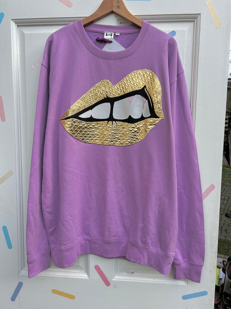 (429) Bite Back Unisex Sweat  - Lilac/Quilted Gold - Size XXL