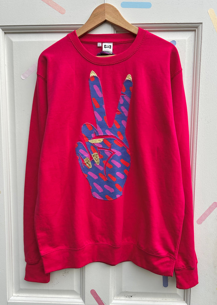 (436) One Off! - Power Unisex Sweat - Hot Pink/Brushstrokes/Gold- Size L