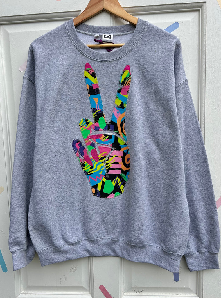 (441) One Off! - Power Unisex Sweat - Grey/Zig Zag/Pink- Size L