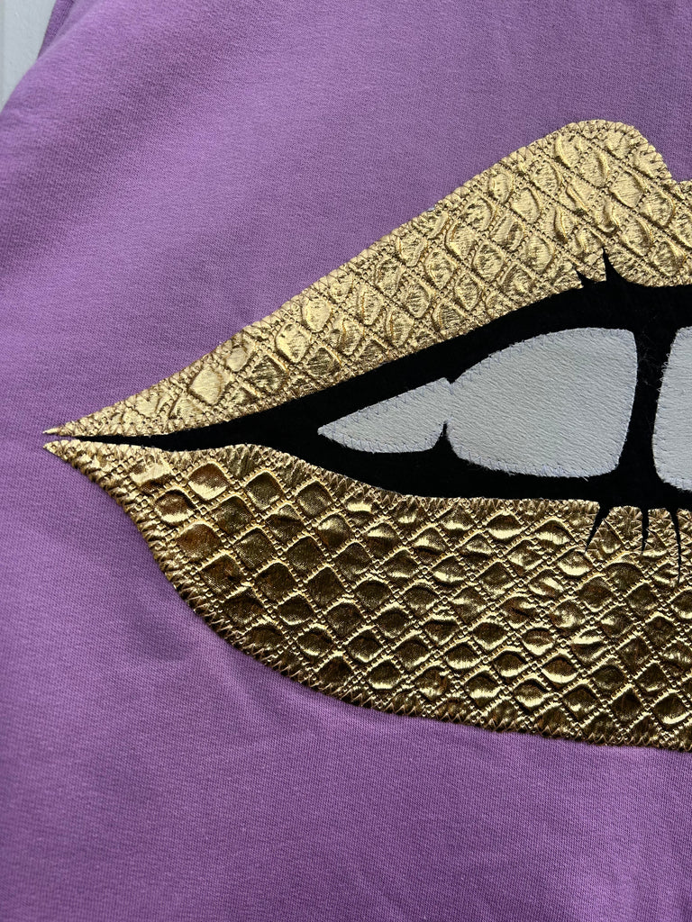 (428) Bite Back Unisex Sweat  - Lilac/Quilted Gold - Size XXL