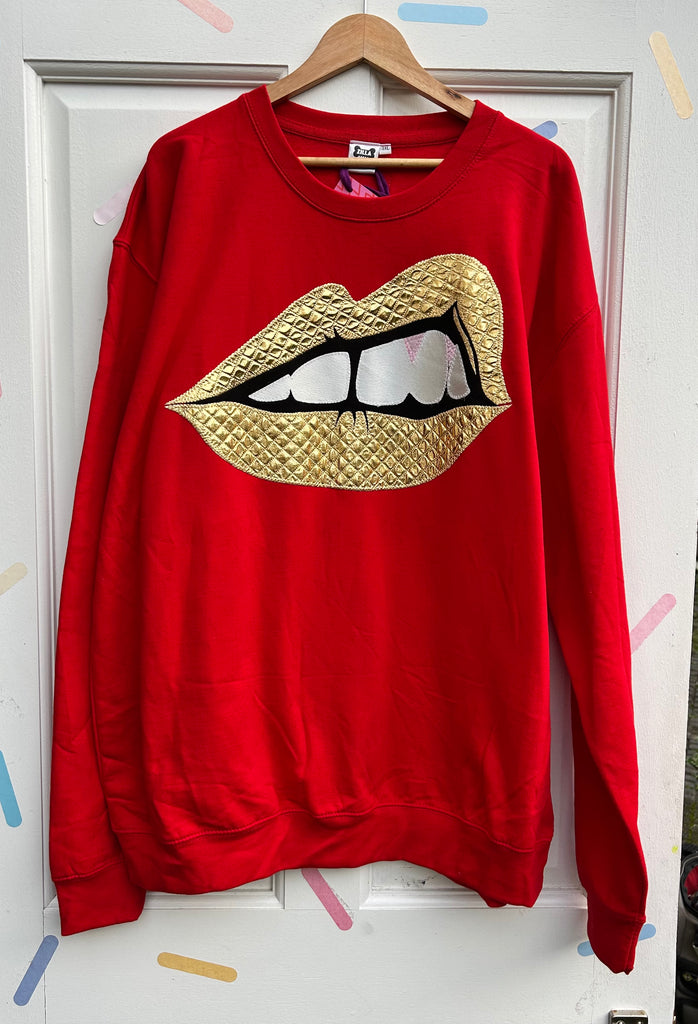 (424) One Off! - Bite Back Unisex Sweat - Red/Quilted Gold - Size 3XL