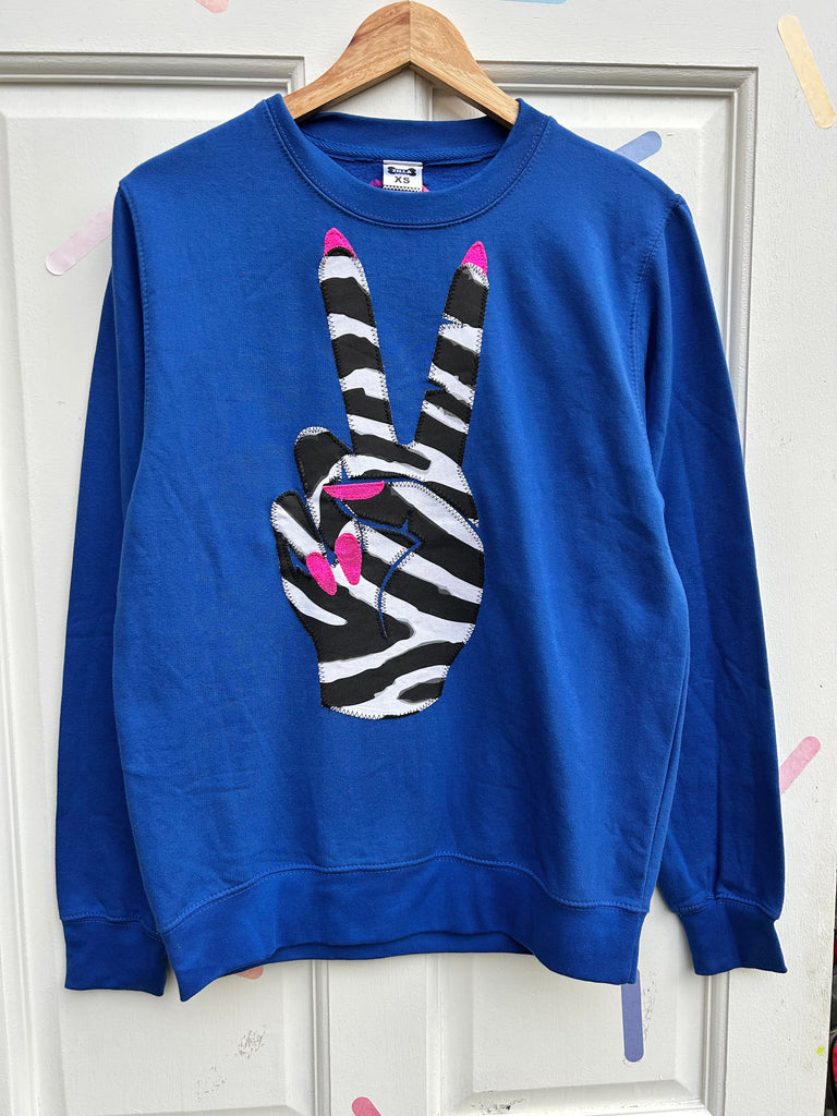 (443) One Off! - Power Unisex Sweat - Royal Blue/Zebra/Pink- Size XS