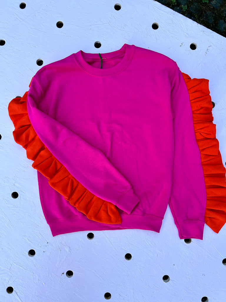 (404) -  Sample -  Frill Seeker Unisex Sweat - Pink/Orange - Size S