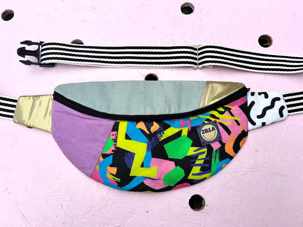 (504) One Off! - Bumbag - Light Denim/Zigzag/Gold/Lilac