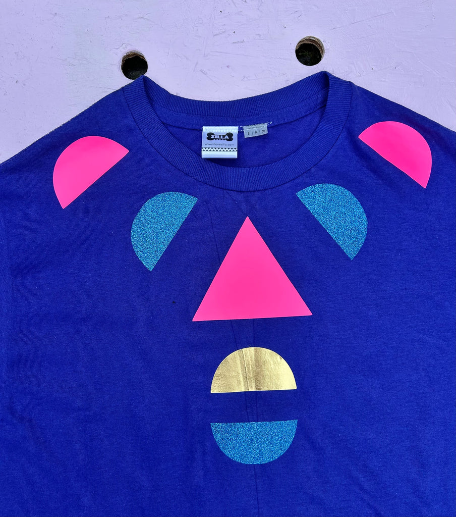 (477) - One Off! - Pull Shapes Unisex Tee  - Blue - Size S