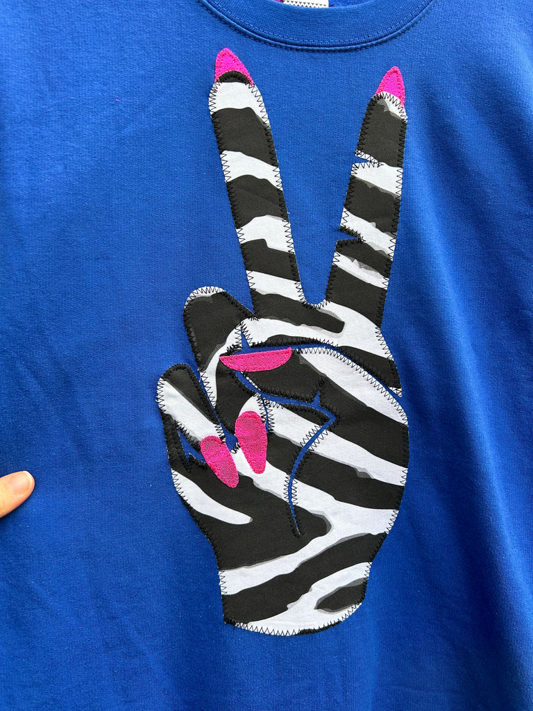 (443) One Off! - Power Unisex Sweat - Royal Blue/Zebra/Pink- Size XS