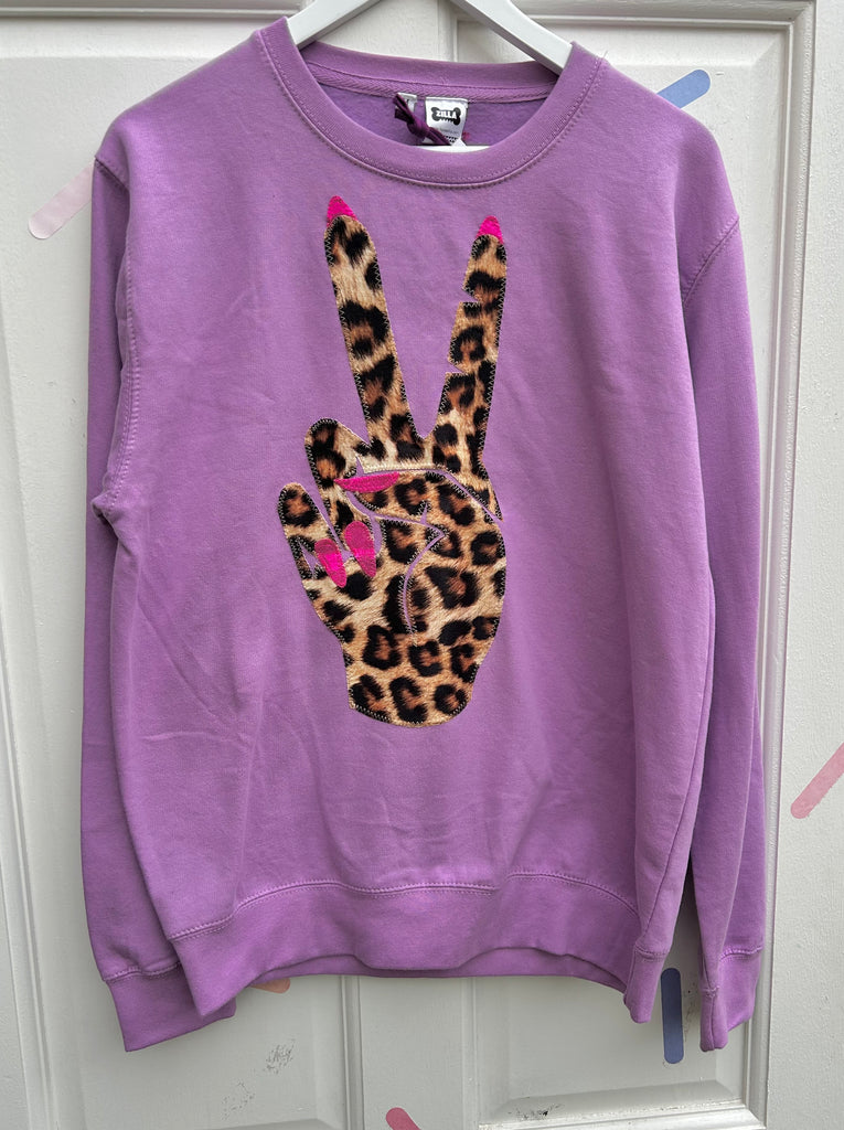 (465) One Off! - Power Unisex Sweat - Lilac/Leopard/Pink- Size M