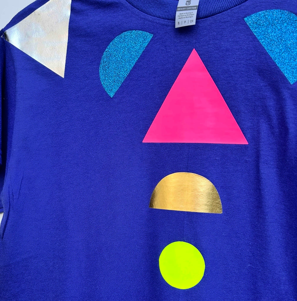 (479) - One Off! - Pull Shapes Unisex Tee - Cobalt - Size S