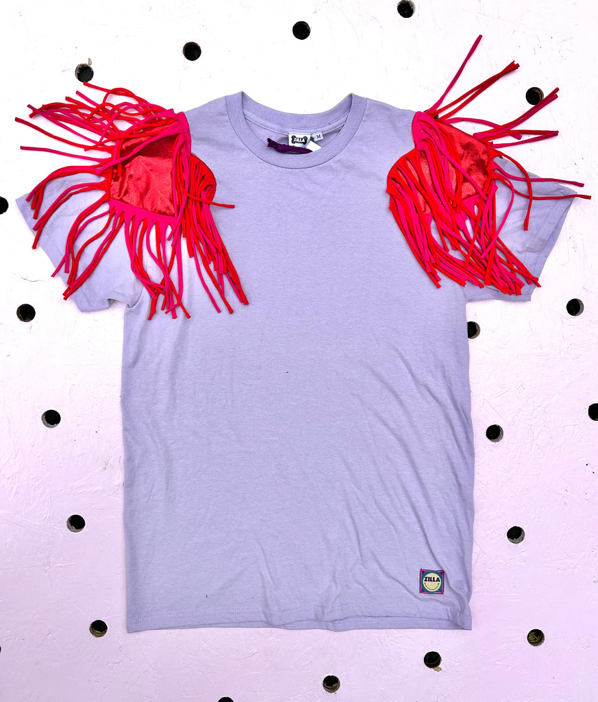 (454) One Off! - Fringed Heart Sample Unisex Tee - Lilac - Size S