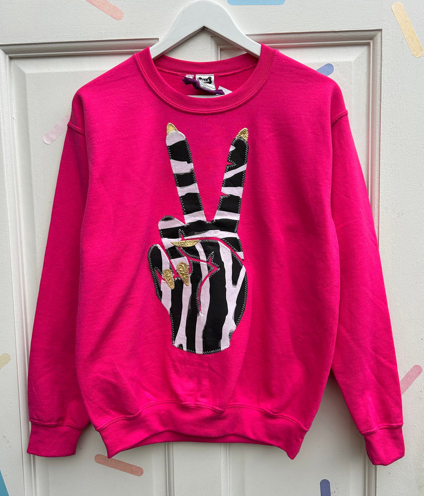 (471) One Off! - Power Unisex Sweat - Hot Pink/Zebra/Gold- Size S