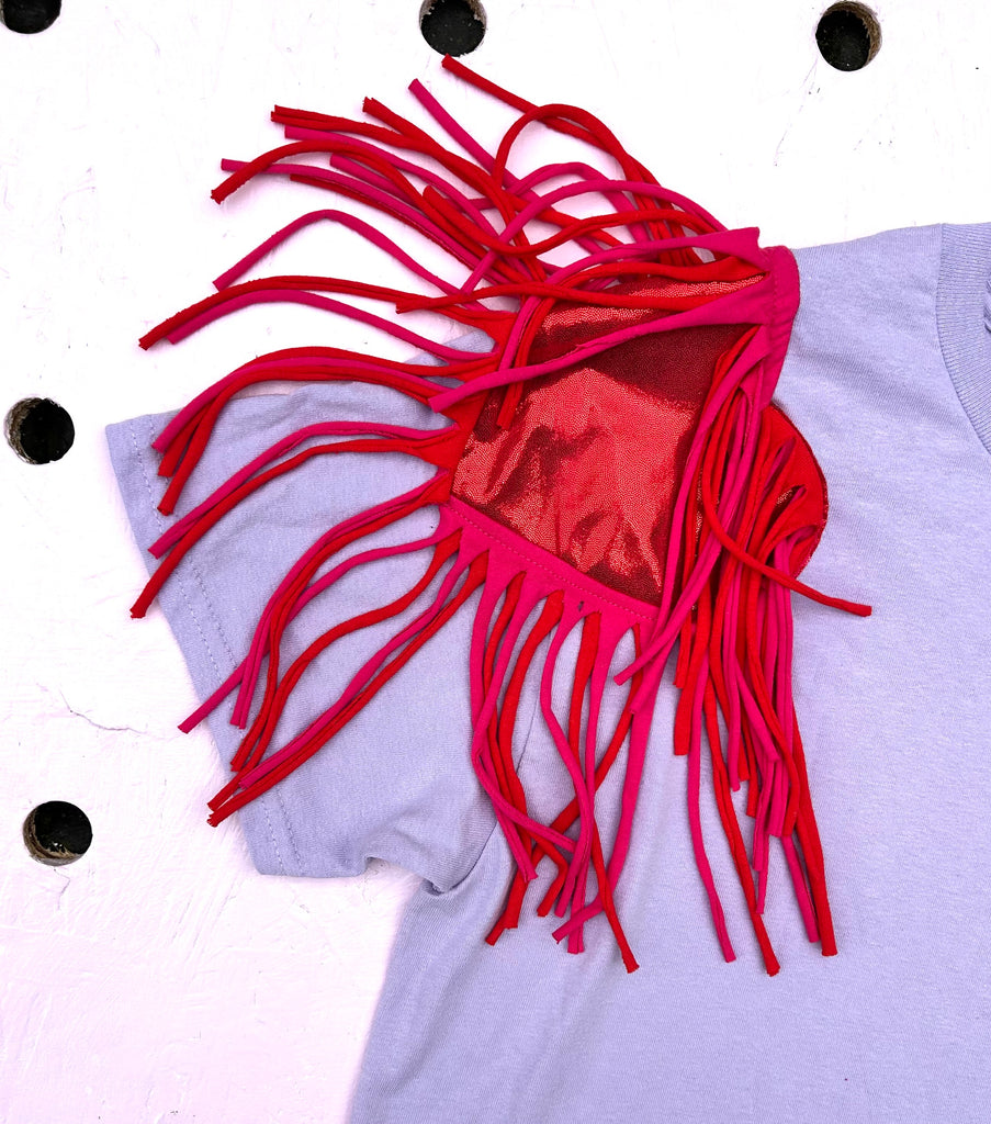 (454) One Off! - Fringed Heart Sample Unisex Tee - Lilac - Size S