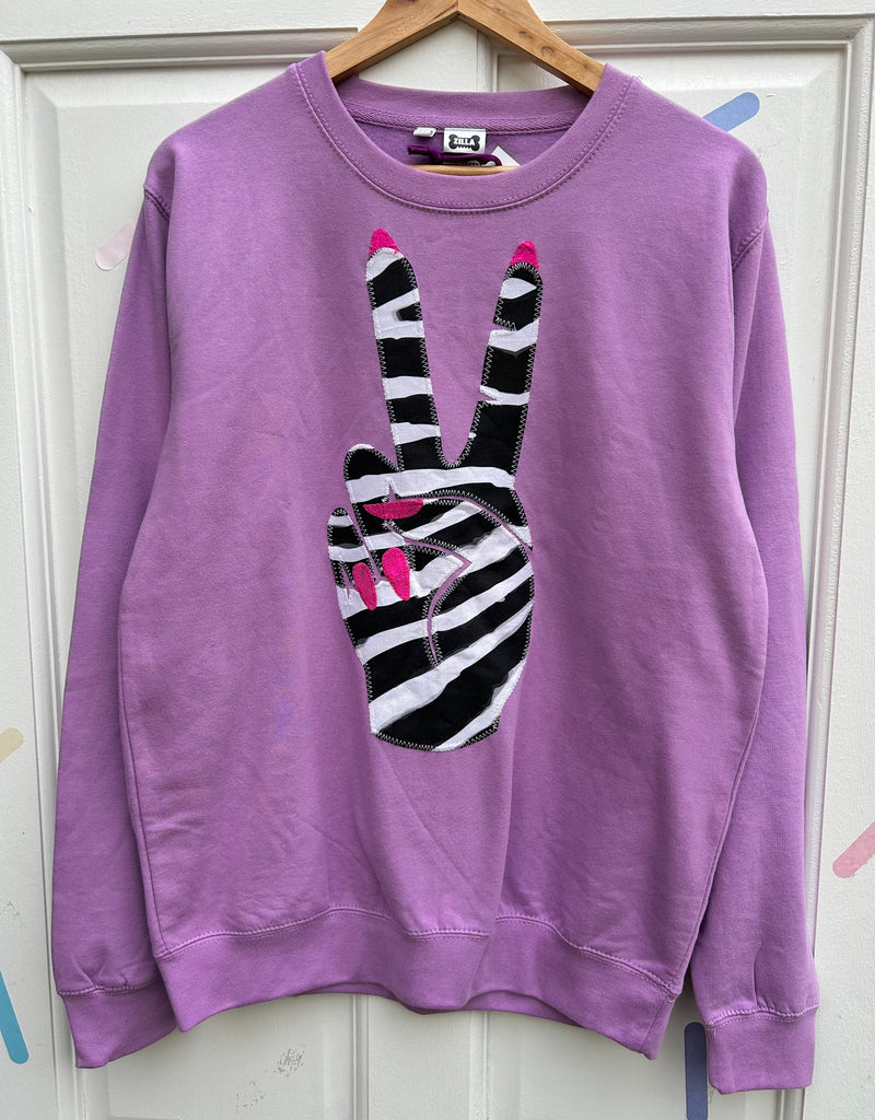 (466) One Off! - Power Unisex Sweat - Lilac/Zebra/Pink- Size M