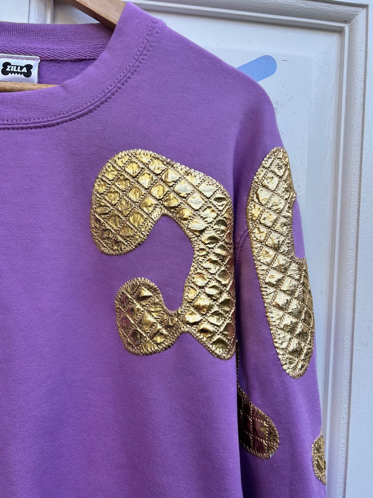 (482) - One Off! - Bonnie Unisex Sweat - Lilac/Quilted Gold - Size L