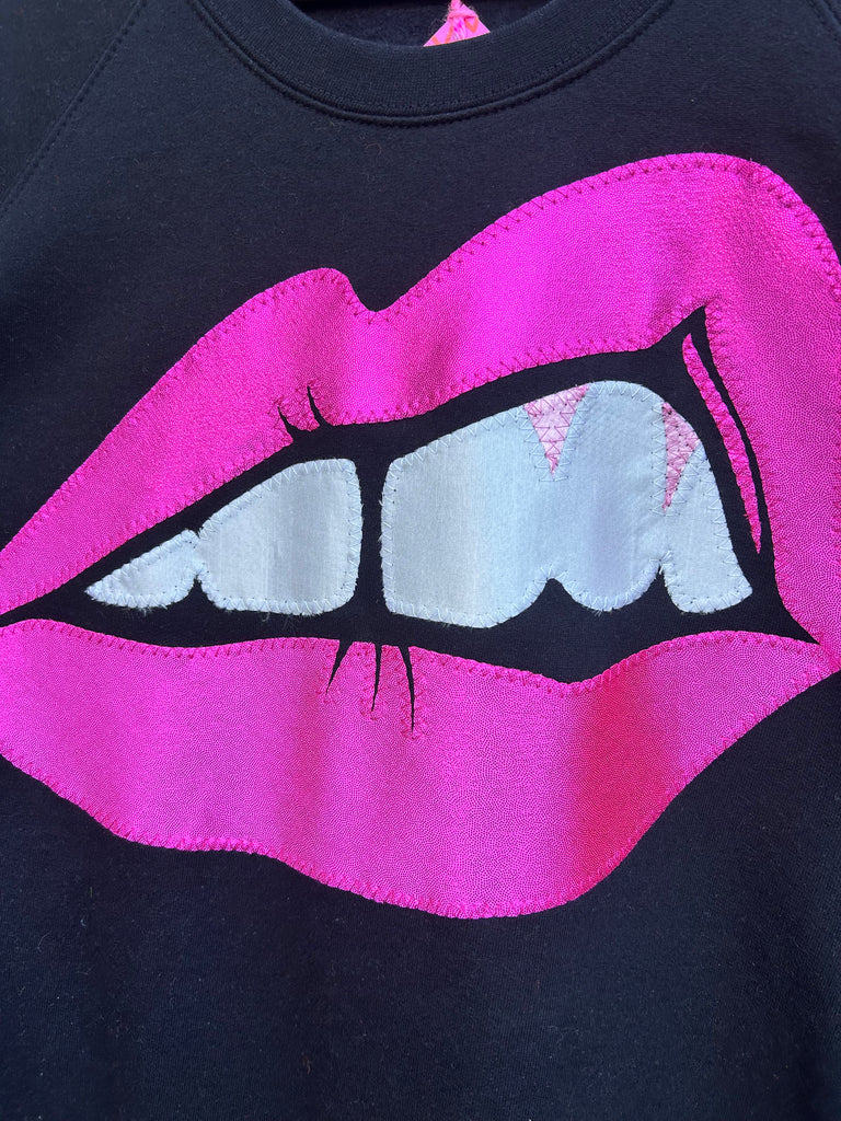 (416) Bite Back Unisex Sweat - Black/Metallic Pink - Size 3XL