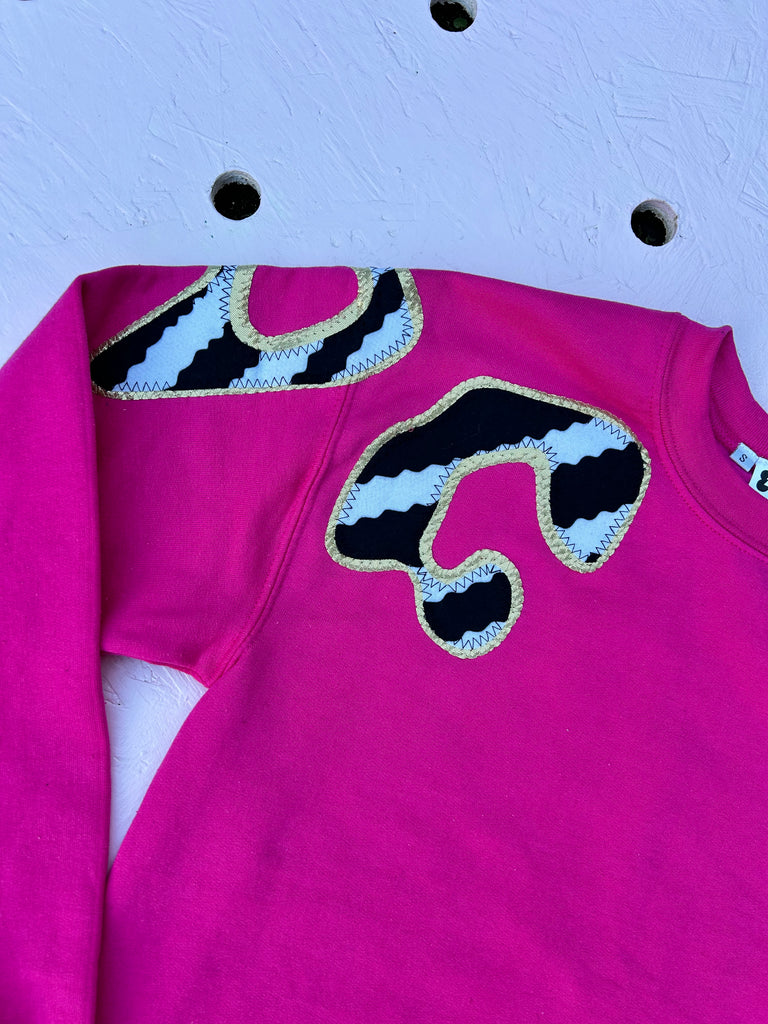 (419) One Off! - Bonnie Unisex Sweat - Hot Pink/Mono Wave/Gold - Size S