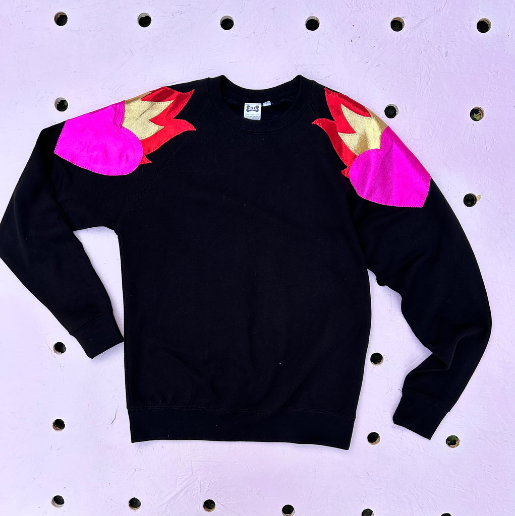 (421) One Off! - Hot Stuff (Shoulders) Unisex Sweat - Black/Pink/Red - Size S