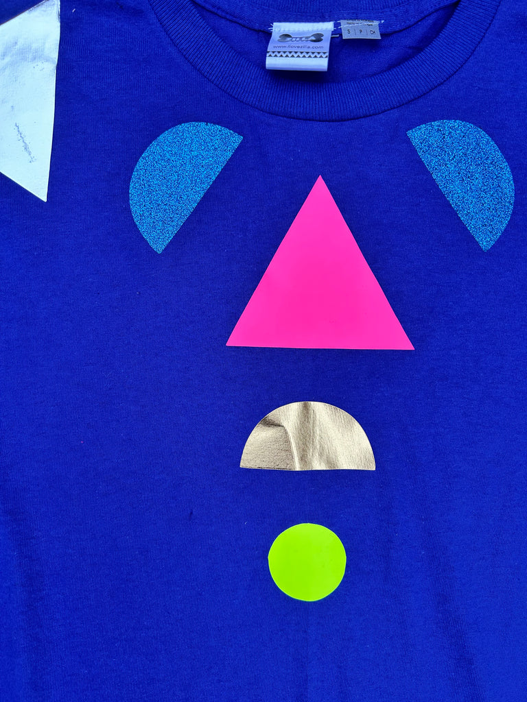 (479) - One Off! - Pull Shapes Unisex Tee - Cobalt - Size S