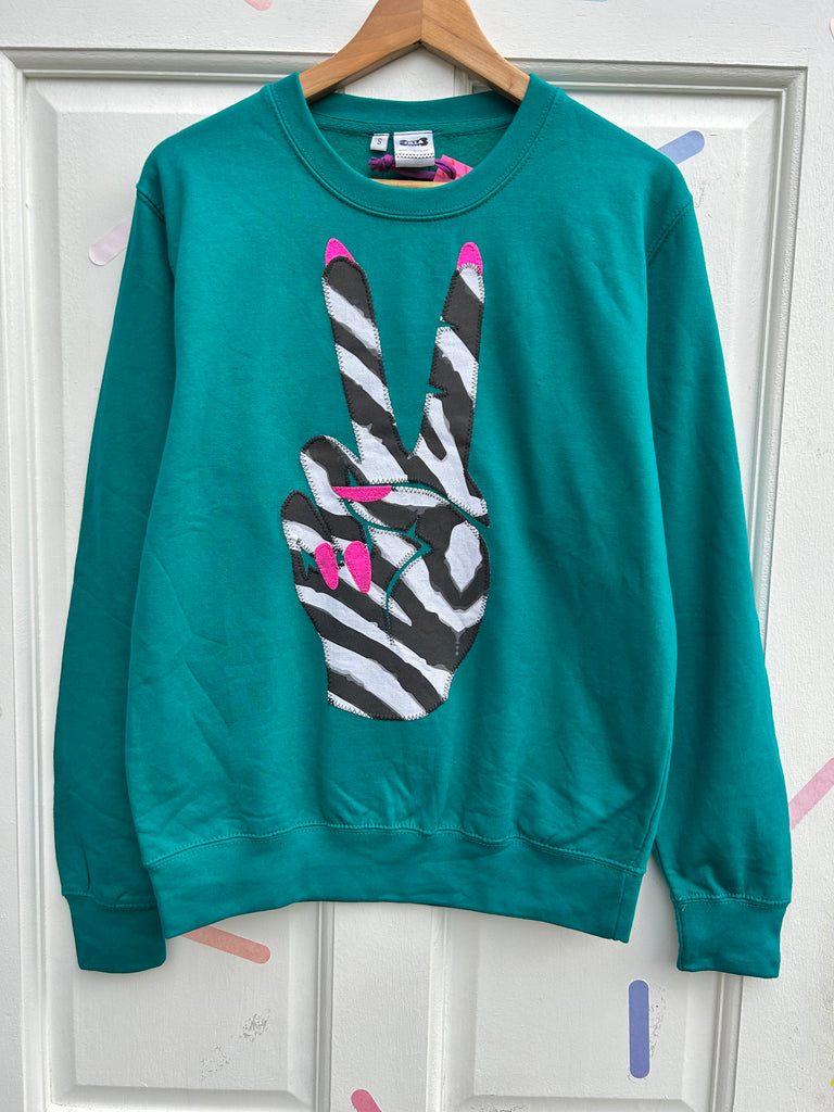 (444) One Off! - Power Unisex Sweat - Jade/Zebra/Pink- Size S