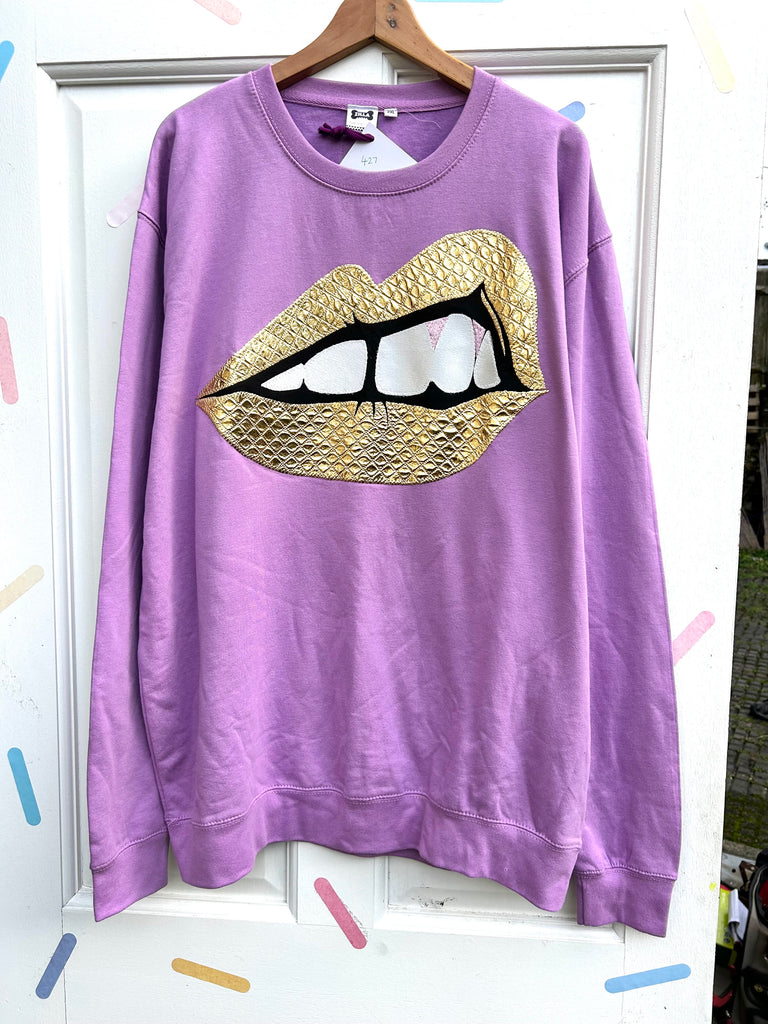 (427) Bite Back Unisex Sweat  - Lilac/Quilted Gold - Size XXL