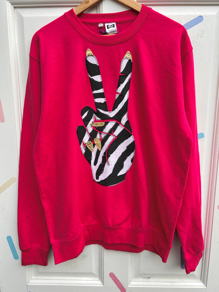 (435) One Off! - Power Unisex Sweat - Hot Pink/Zebra/Gold - Size L