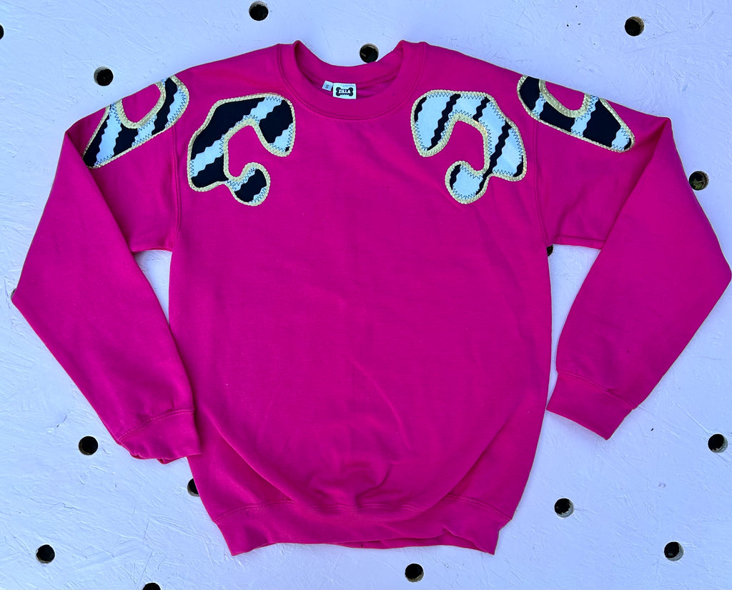 (419) One Off! - Bonnie Unisex Sweat - Hot Pink/Mono Wave/Gold - Size S