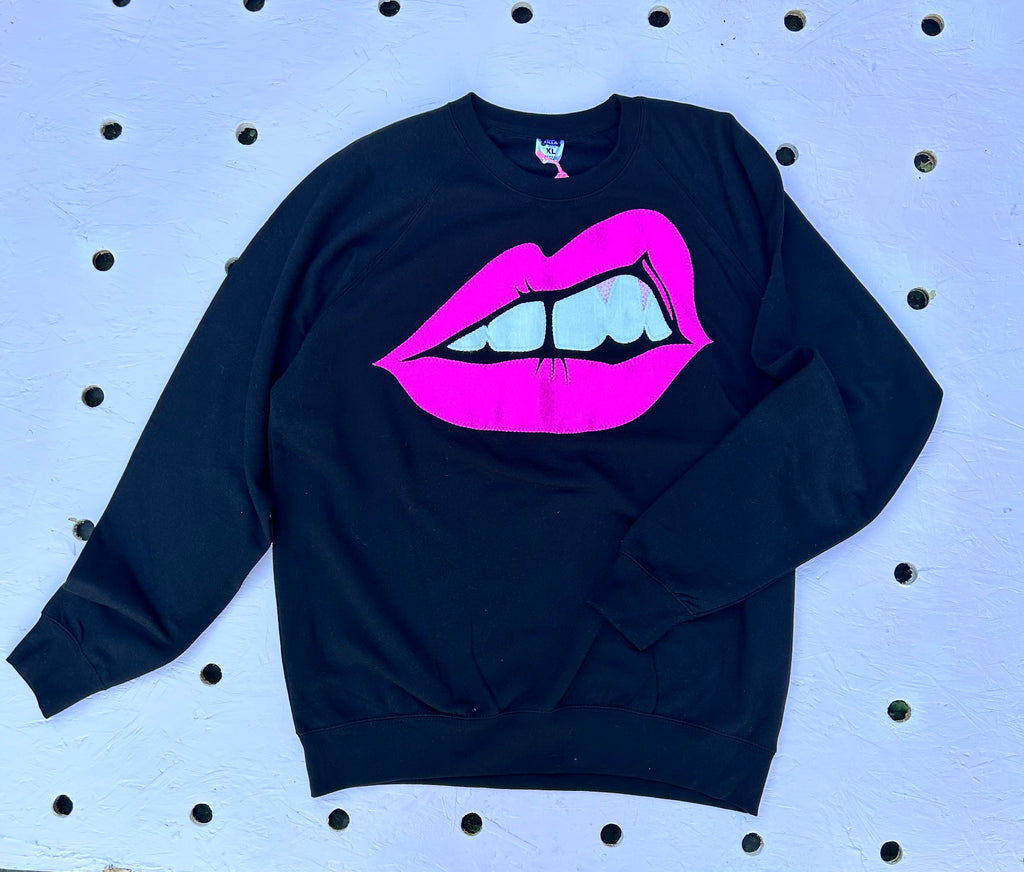 (415) Bite Back Unisex Sweat - Black/Metallic Pink - Size XL