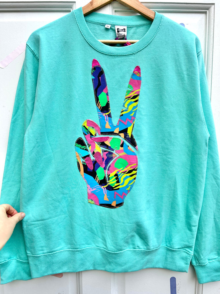 (442) One Off! - Power Unisex Sweat - Mint/Zig Zag/Pink- Size M