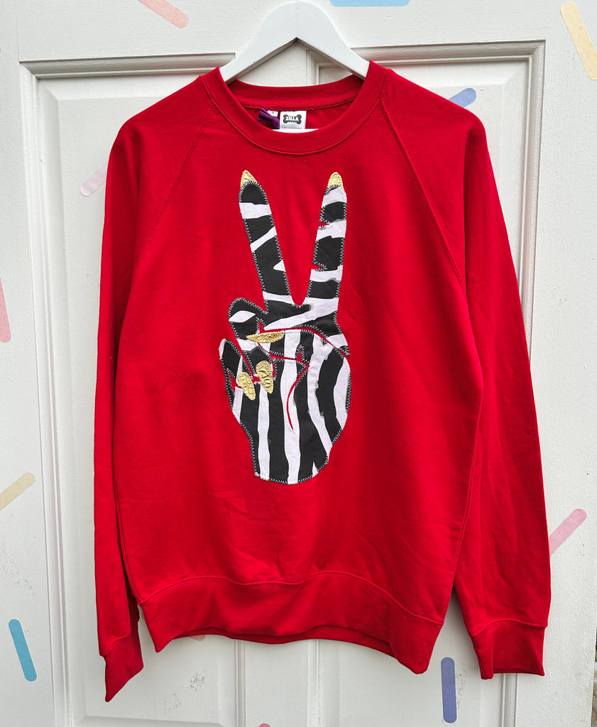 (469) One Off! - Power Unisex Sweat - Red/Zebra/Gold- Size S