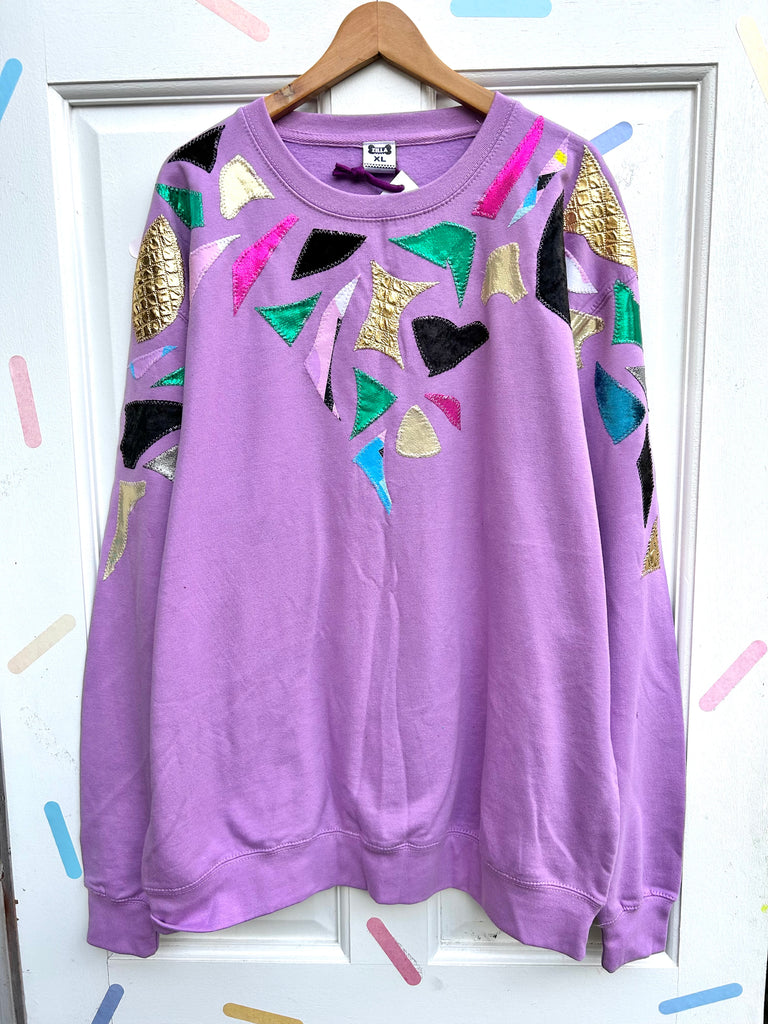 (445) One Off! - Waste Not Applique Unisex Sweat  - Lilac - Size XL