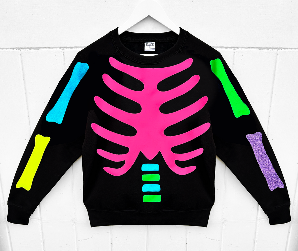 (400) Dem Bones - Adults Unisex Sweat- Black/Multi - XL